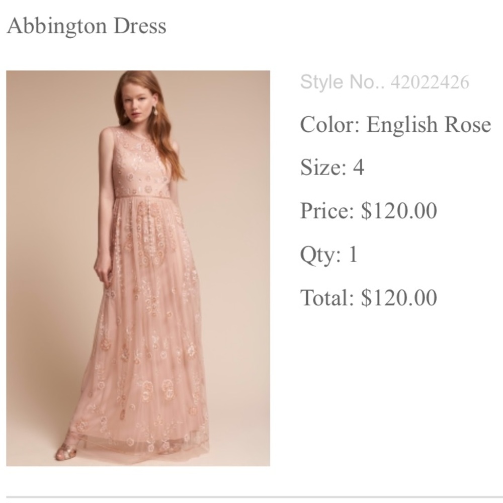 BHLDN Abbington Bridesmaids Dress Size 4